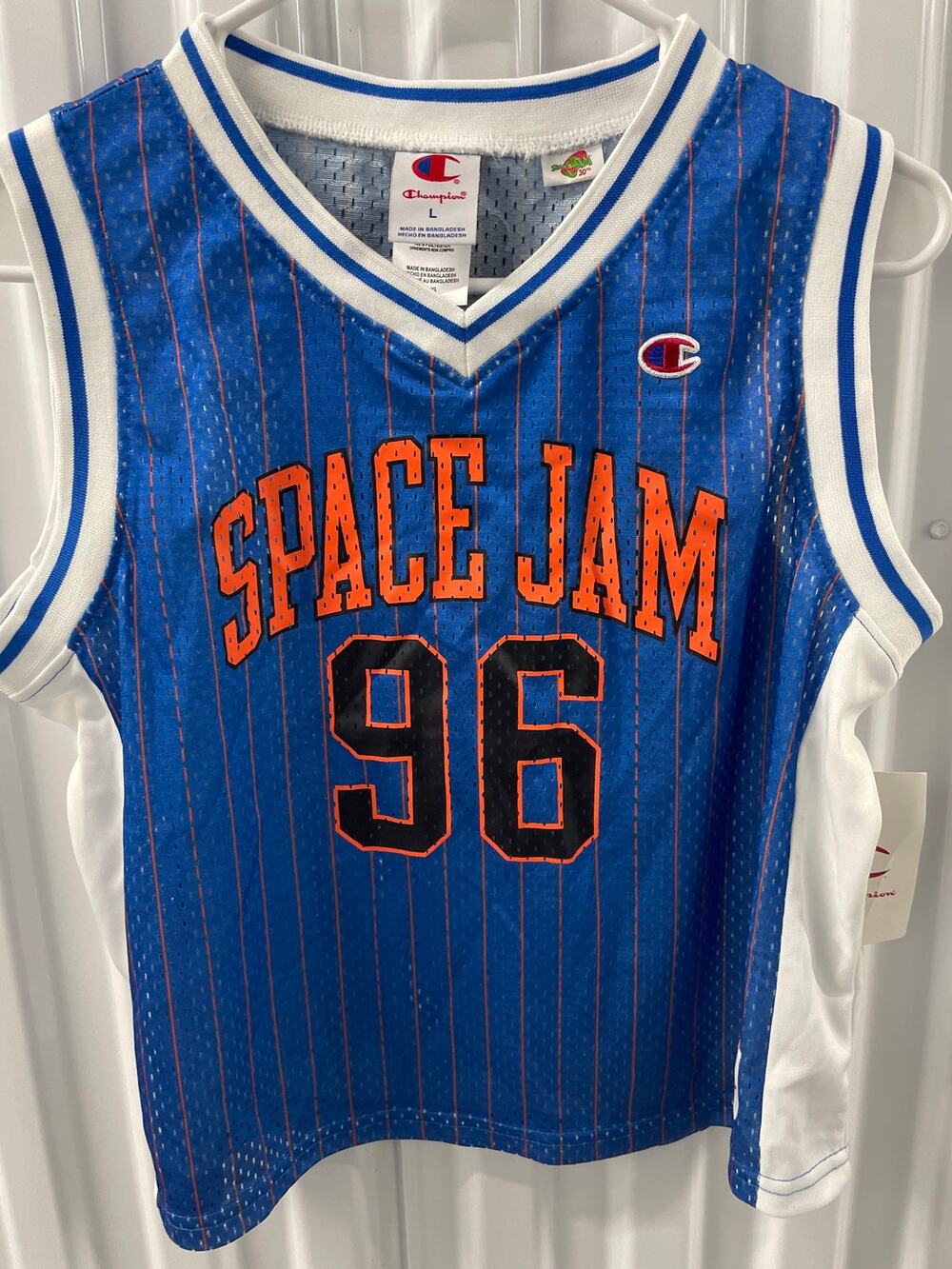 Kid’s Champion Jersey Space Jam 96 V-Neck Sleeveless Size L 30th Anniversary
